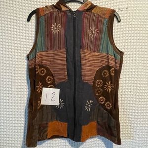Cotton hooded hippie vest